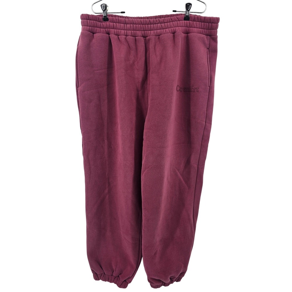 Comfrt Sweatpants Unisex 2XL Maroon Fleece Lined Oversized‎ Relaxed Joggers